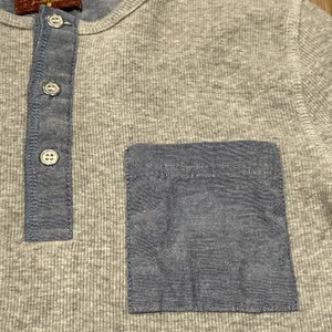 7 For All Mankind Gray Waffle Knit Henley Long Sleeve Shirt Sz S indie grunge thumbnail 4