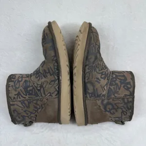 UGG Classic Mini Graffiti Brown Orange Suede Sheepskin Boots 1105432 Womens‎ 8 thumbnail 9