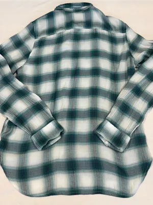 American Eagle Outfitters Boyfriend Fit Green Plaid Flannel Small Long Sleeve thumbnail 7