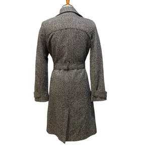 Vintage Y2K Old Navy Gray Herringbone Trench Coat Duster Jacket Medium thumbnail 6