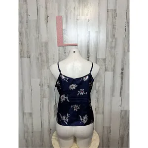 Floral silk tank top size large Blue thumbnail 2