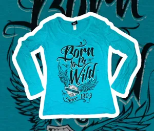 Harley Davidson Born to be Wild Long Sleeve Tee Size Lg Biker Denney’s HD thumbnail 1