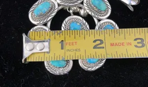 Vintage Sterling Silver Kingman Turquoise Squash Blossom Necklace Jewelry thumbnail 14
