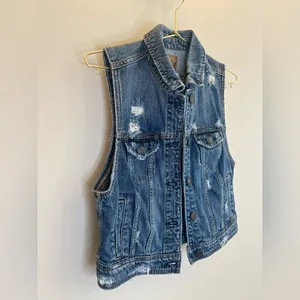 American Eagle Y2K Distressed Denim Vest Medium‎ 2008 thumbnail 5