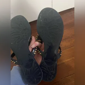 Jack Rogers Jelly Sandals Black/Gold Size 7 thumbnail 2