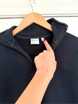 Aritzia TNA Black Half-Zip Fleece boyfriend Sweater XS thumbnail 4