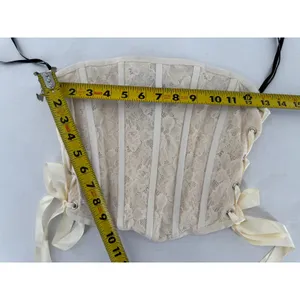 Forever 21 Ivory Lace Corset Bustier Lace Up Ribbon Coquette Y2K Romantic Fairy thumbnail 4