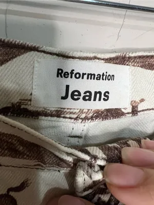 Reformation Sonora Desert Sand‎ Western Cowboy Brown High Rise Straight Jeans thumbnail 7