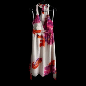 BISOU BISOU Michele Bohbot White/Pink/Orange Dress Size‎ 4 thumbnail 6