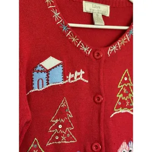 Lisa International Women's Ugly Christmas‎ Sweater Embellished Embroidered Sz S thumbnail 3