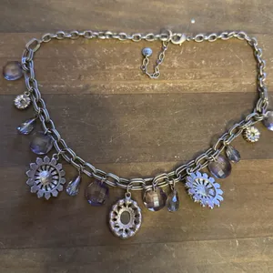 Loft silver tone rhinestone floral charm necklace thumbnail 8
