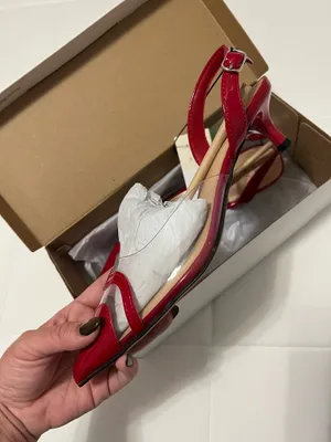 A New Day Red Clear Slingback Heels Kitten Heel Pointed Toe Valentine Y2K Sz 7.5 thumbnail 5
