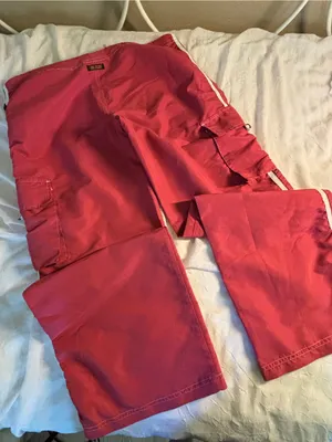 Women’s y2k sweatpants with cargo pockets in hot pink | size L thumbnail 2