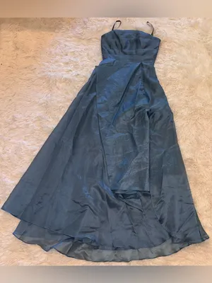 NEW Donna Karan New York Ruched Strapless Organza indigo blue Gown Sz 2 thumbnail 5