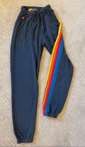 Avia Aviator Nation Gray Jogger Sweatpants with 5 Side Stripes - XS thumbnail 1