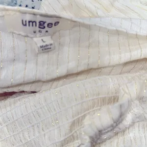 Umgee Off-Shoulder Cream boho Top size large thumbnail 5