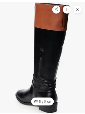 SO Trixie Womens Two Tone Black Brown Riding Knee Boots Size 6 Wide Calf NEW thumbnail 3