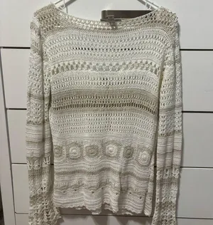 Y2K Knit Tan & White Sweater thumbnail 1
