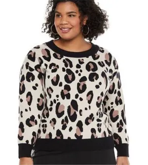 NWT Evri Animal Print Cozy Knit Sweater Plus Size 4X thumbnail 1