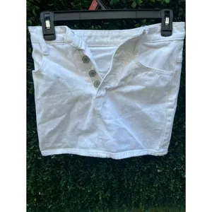 J. Galt Womens White Denim Mini‎ Skirt Button Fly 100% Cotton Size XS thumbnail 3