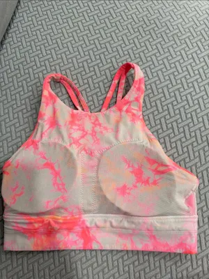 lululemon athletica Pink & Cream Tie-Dye High Neck Sports Energy Bra Size 8 thumbnail 12
