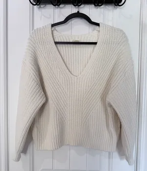 Maeve Anthropologie Cream Chunky Sweater thumbnail 2
