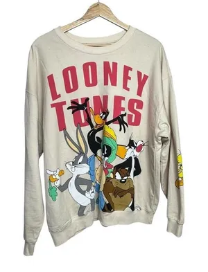 Looney Tunes Unisex Beige‎ Long Sleeves Pullover Sweatshirt Size XXL thumbnail 1