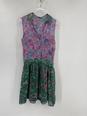 Gryphon Pink Blue‎ Green Floral Mini Dress size small thumbnail 3