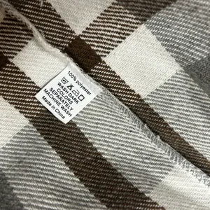 Plaid flannel shacket button down Tan thumbnail 4