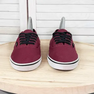 Van Authentic Canvas Low Top Lace Up Sneakers Burgundy Red 7.5 Women‎ 6 Men thumbnail 2