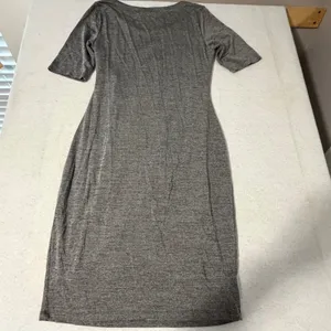 A Pea in the Pod Maternity Gray Heathered Side Ruched Sheath Dress Medium thumbnail 5