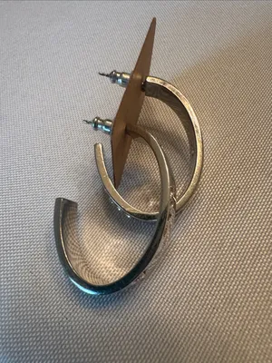 Silver Crystal Accent Hoop Earrings thumbnail 3