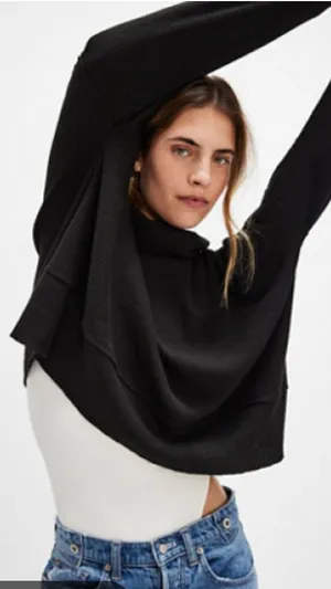 We The Free Highland Black Waffle Knit Oversized Turtleneck Size‎ Small thumbnail 1