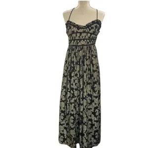 Free People Size S‎ Charlie Bustier Maxi Dress Black Gold Metallic Whimsigoth thumbnail 2