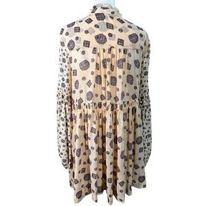 Free‎ People Mini Dress Womens Small Excellent Medallion Boho Bishop Sleeve thumbnail 3
