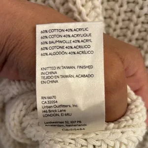 Free People Cream Knit Sweater Cropped Chunky Cotton Blend Boho Cozy Small thumbnail 4