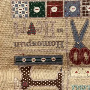 NEW VTG Jute XL Bag Tote Sewing Crafting Knitting Cottage Grandma Farm Country thumbnail 6