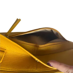 Ora Delphine Eden Leather Tote Bag Mustard Yellow No Shoulder Strap thumbnail 12