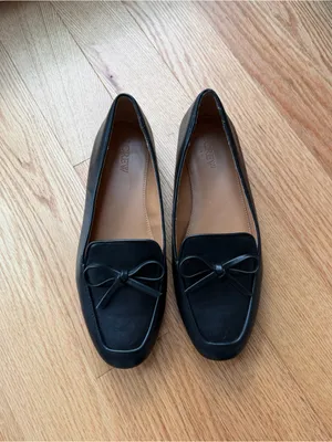 J.Crew Black Bow Square Toe Loafer Ballet Flats Size 8 thumbnail 2