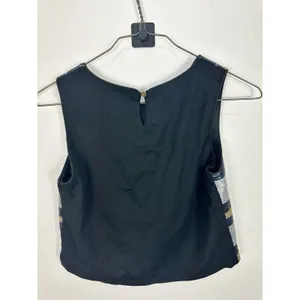 Lucy‎ Paris Sequin Crop Top Gold Silver Navy Striped Party Glam Y2K Size Medium thumbnail 3