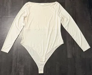 H&M White Long Sleeve Top Bodysuit L thumbnail 1