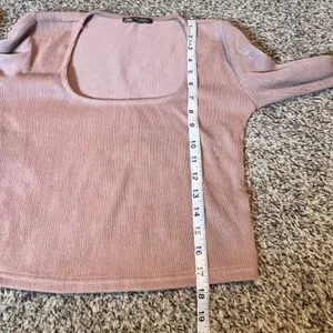 ZARA Ribbed Scoop Neck Long Sleeve Crop Top Dusty‎ Rose Size M thumbnail 4