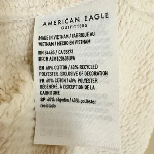 American Eagle Sweatshirt AE Off The Shoulder London 77 England Small Cream thumbnail 12