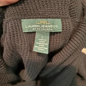 Lauren Ralph Lauren Waffle Knit Cowl Neck Sweater Drawstring Size Large‎ Black thumbnail 3