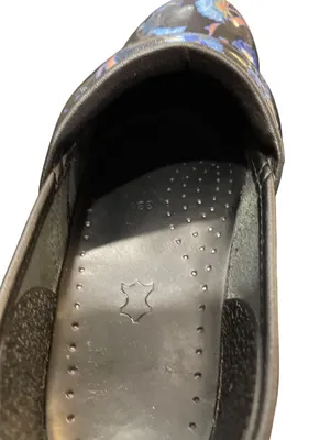 Dansko wms black blue floral leather nursing mules clogs sz 38/7.5-8 SKU 10-213 thumbnail 8