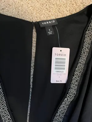 Torrid Black embellished georgette romper with pockets long sleeve never worn thumbnail 3