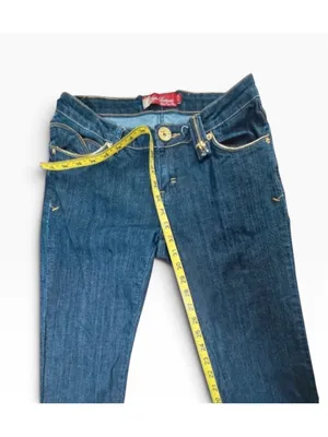 VINTAGE Y2K Apple Bottoms Dark Wash Flare Jeans Gold Hardware Size 7/8 Retro thumbnail 7