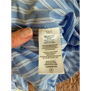 NIA South Moon Under Striped Cropped Button Down Shirt Blue‎ White L NWT thumbnail 4