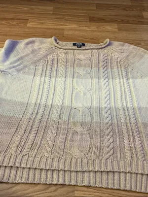 Chaps Ombre Cable Crew Sweater in Cream & Tan Size XL thumbnail 7