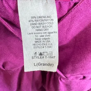 Tropical Wear Magenta Linen Rayon Babydoll Camisole‎ Top V-Neck Purple Beachy L thumbnail 6